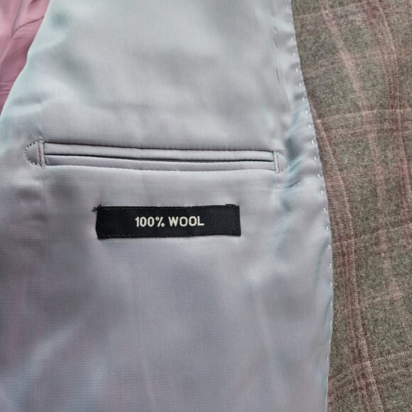 NWT Daniel Hechter Lightweight Gray/Purple Plaid Wool Sport Coat - Men's 44R - Picture 4 of 16